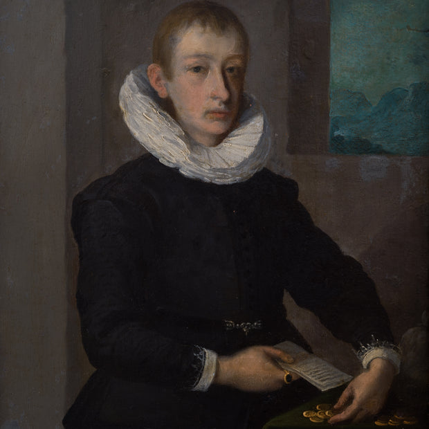 Gonzales Coques - A Boy Counting his Coins