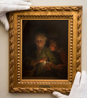 Follower of Godfried Schalcken - Old Woman and Boy with Candles