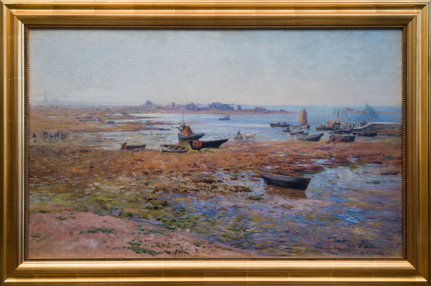 Alfred Wahlberg - Harbor Scene at Saint Guénolé, Brittany, 1899