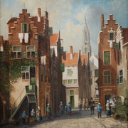 Petrus Gerardus Vertin - Busy Street in a Sunlit Dutch Town