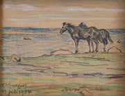 Nils Kreuger - Two Horses by the Shore, 1904