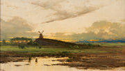 Mauritz Lindström - Landscape With Mill at Sunset