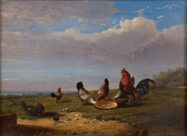 Frans van Severdonck - Rooster and Hens at Daybreak
