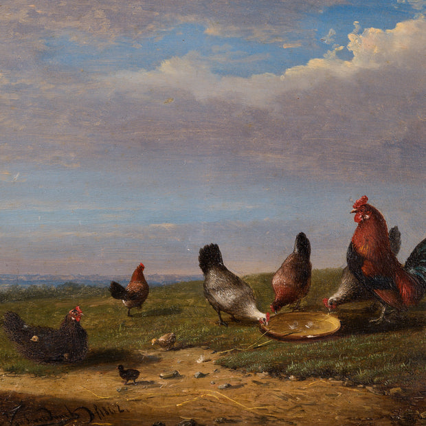Frans van Severdonck - Rooster and Hens at Daybreak