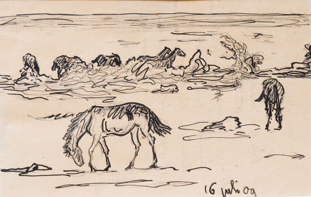 NILS KREUGER - HORSES BY THE SHORE, 1909