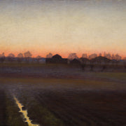 Albert Larsson - Twilight Landscape with Windmill and Church