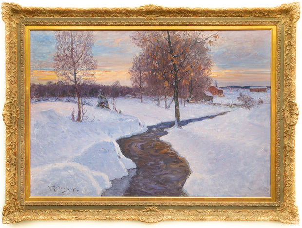 Anton Genberg - Winter Landscape in the Evening Light - CLASSICARTWORKS