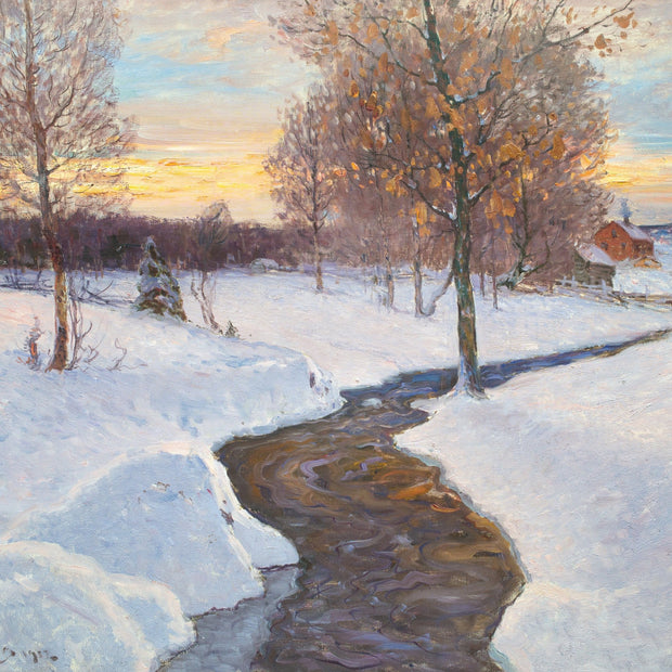 Anton Genberg - Winter Landscape in the Evening Light - CLASSICARTWORKS