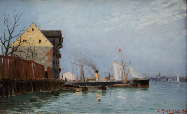 Carl Flodman - A Harbor Scene from 1884 - CLASSICARTWORKS