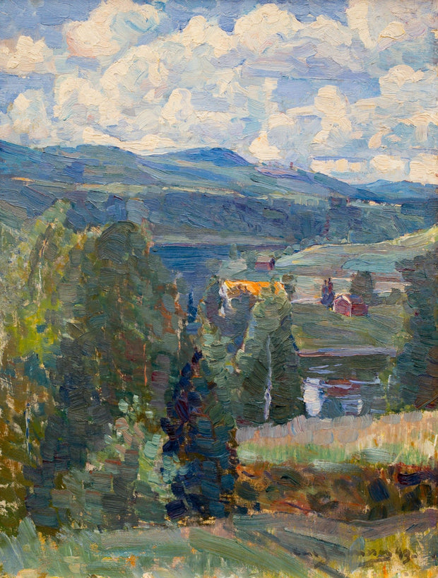 Carl Johansson - Summer Landscape View With Blue Mountains - CLASSICARTWORKS