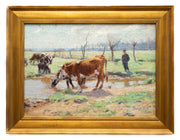 Carl Trägårdh - A Farmer Boy With Cows in a Landscape - CLASSICARTWORKS