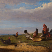 Frans van Severdonck - Rooster and Hens at Daybreak - CLASSICARTWORKS