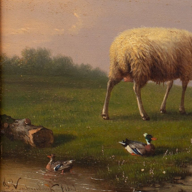 Franz Van Severdonck - Sheep and Poultry Grazing in a Landscape - CLASSICARTWORKS