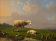 Franz Van Severdonck - Sheep and Poultry Grazing in a Landscape - CLASSICARTWORKS