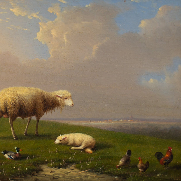 Franz Van Severdonck - Sheep and Poultry Grazing in a Landscape - CLASSICARTWORKS