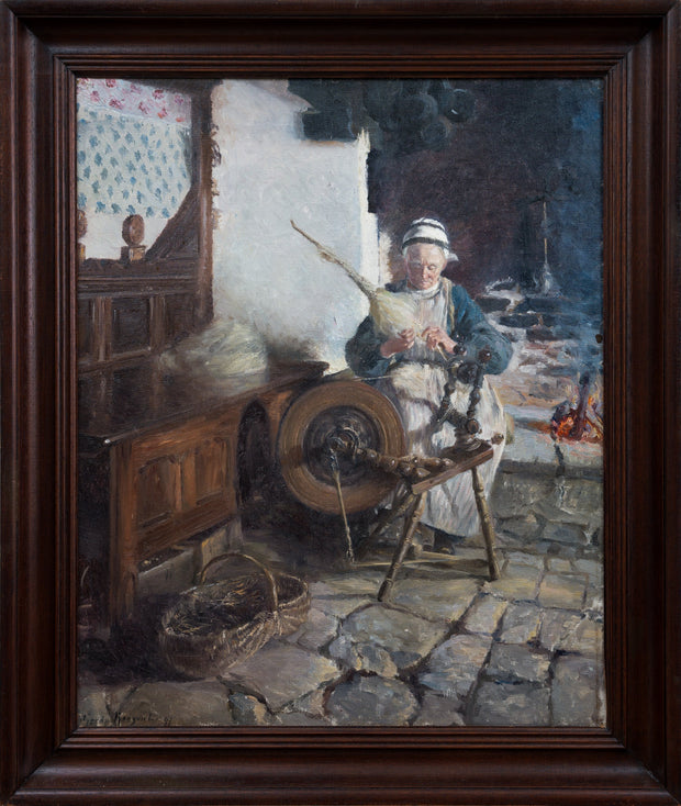 Gerda Roosval - Kallstenius - At the spinning wheel, 1891 - CLASSICARTWORKS