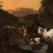 Jan Frans Soolmaker - Shepherd with Sheep, Cows and a Goat in a Landscape - CLASSICARTWORKS