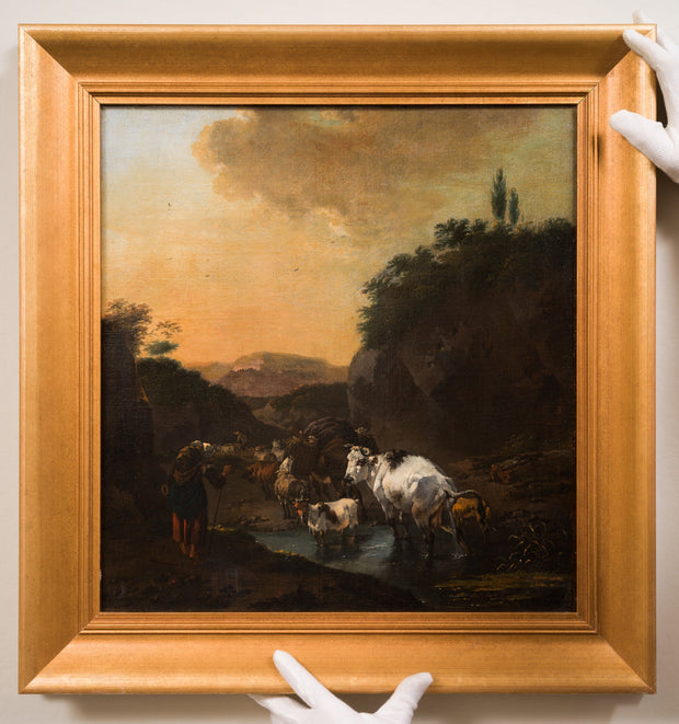 Jan Frans Soolmaker - Shepherd with Sheep, Cows and a Goat in a Landscape - CLASSICARTWORKS