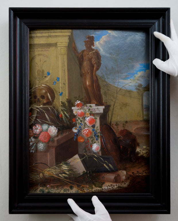 Johann Andreas von Düwens - Vanitas with Pallas Athena, Wheat, and Flowers, 1701 - CLASSICARTWORKS