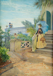 Julius Kronberg - In the Garden at Villa Garnier, 1888 - CLASSICARTWORKS