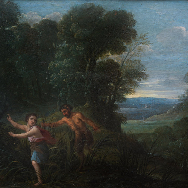 Landscape With Pan and Syrinx, Flemish School 1600s - CLASSICARTWORKS