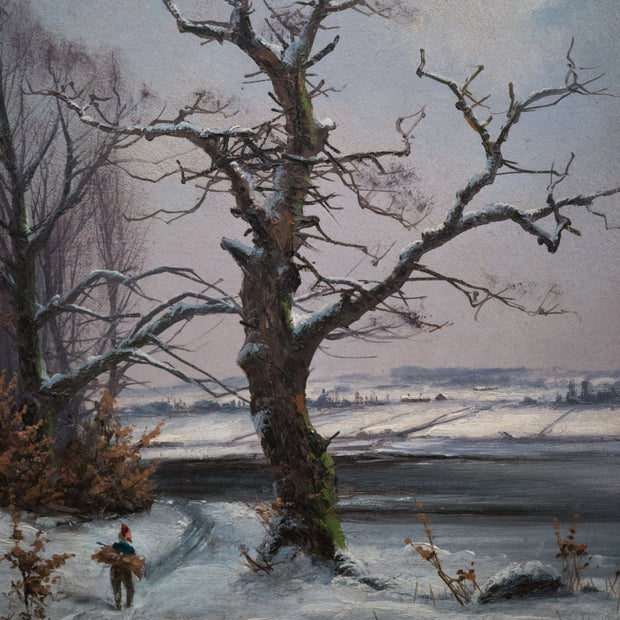 Nils Hans Christiansen - Winter Landscape With an Old Tree - CLASSICARTWORKS