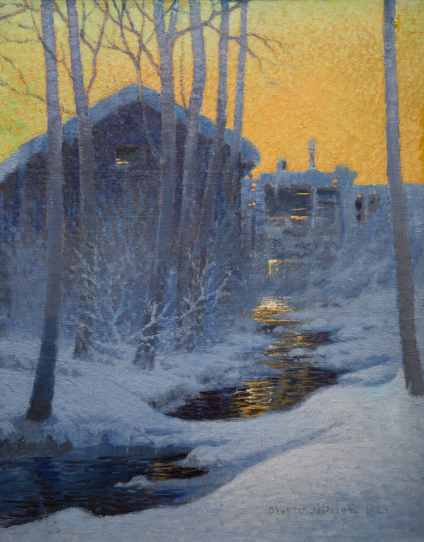 Olof Walfrid Nilsson - Winter Evening at the Mill - CLASSICARTWORKS