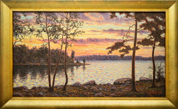Otto Lindberg - A Lake View in the Evening Light - CLASSICARTWORKS