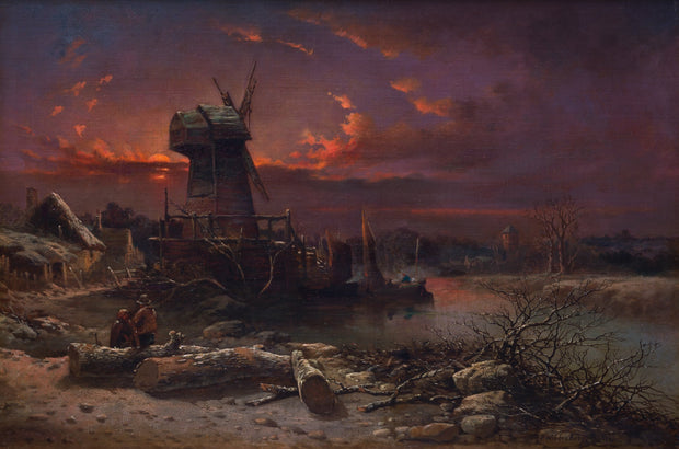 Per Wickenberg - Dutch Winter Landscape at Sunset, 1842 - CLASSICARTWORKS