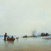 Per Wickenberg - Winter landscape with children playing on the ice