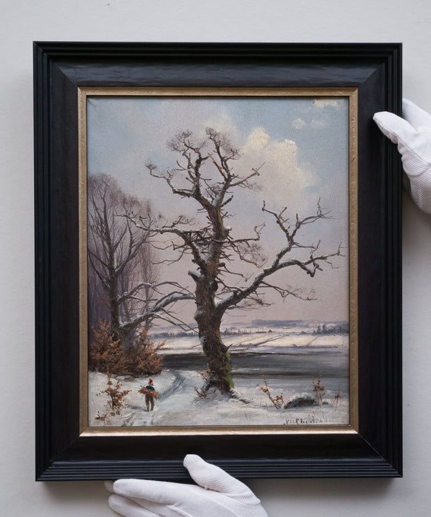 Nils Hans Christiansen - Winter Landscape With an Old Tree