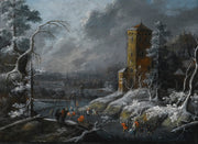 Circle of Dirck Dalens III - A Winter Landscape With Skaters on a Frozen River