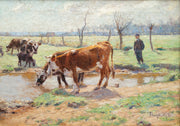 Carl Trägårdh - A Farmer Boy With Cows in a Landscape