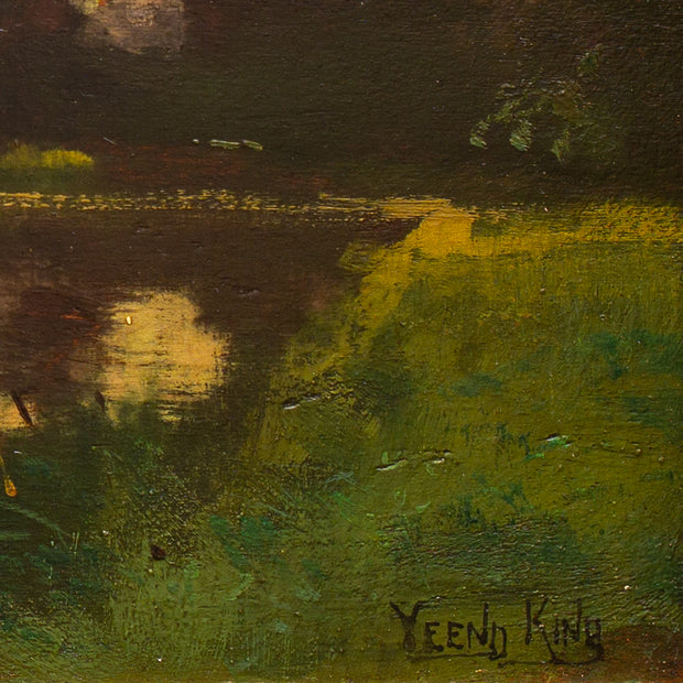 Henry John Yeend King - A Man Rowing a Boat on a Quiet Backwater