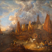 Lucas Smout II - A Coastal Landscape With Travellers and Fishermen Selling Their Catch