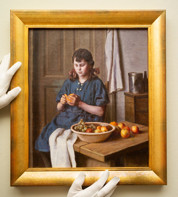 Sophus Vermehren - A Young Girl Peeling Fruit