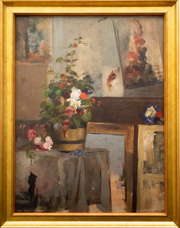 Circle of Julia Beck - Atelier Interior With Flower Bouquet