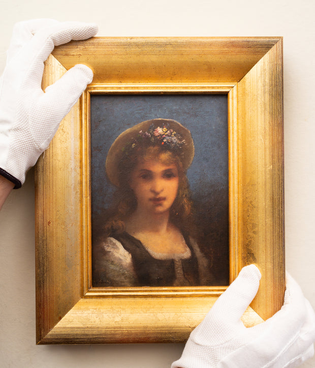 Léon Richet - Girl with Flowered Hat