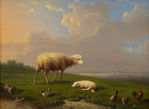 Franz Van Severdonck - Sheep and Poultry Grazing in a Landscape
